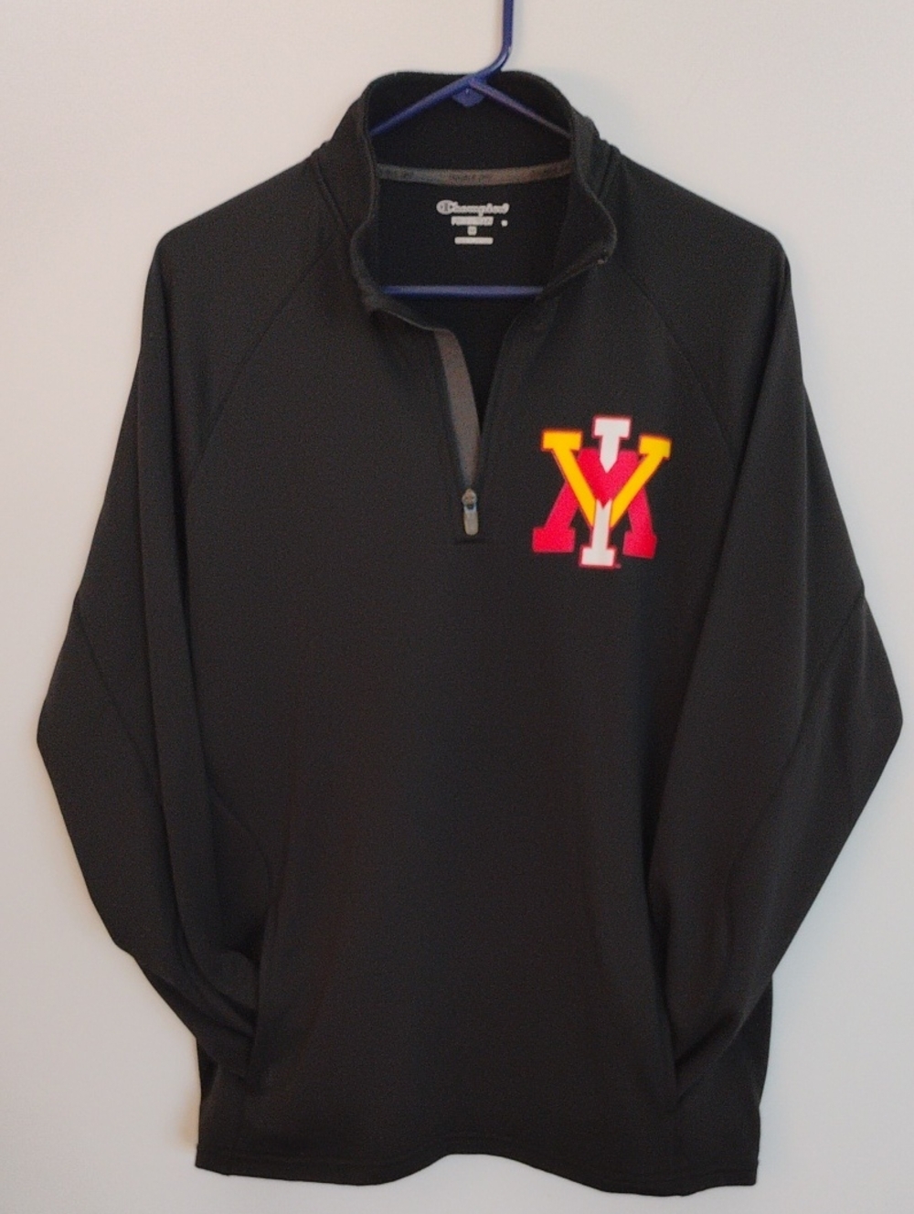 VMI Keydets Champion Powertrain Double Dry Black Quarter-Zip Pullover Men Medium
